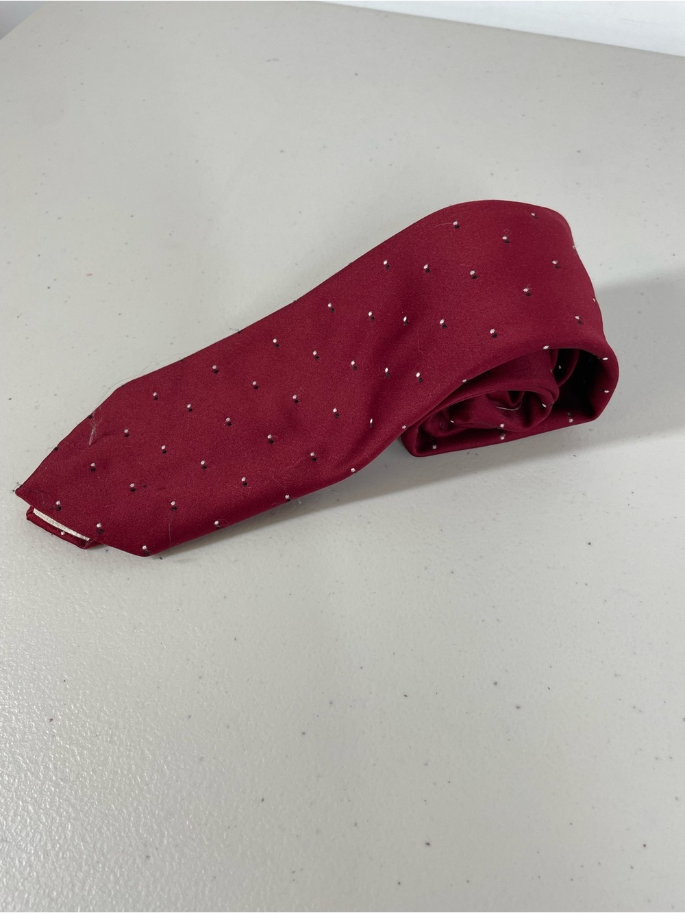 Loui Feraud Silk Blend Slim Necktie Black Red Burgundy Pattern Designer Classic